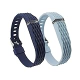 Cute Replacement Wristband Bracelet Strap/ Wireless Activity and Sleep Tracker Accessory Textured Bands Pack with Watchband Style Buckle For Fitbit Flex, One Size, Navy/ Baby Blue