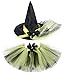 Tutu Dreams Witch Costume for Toddler Girls Wizard Green Tutu Outfit Halloween Carnival Party (Yellow-Black, Small (2-4T))