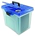 STAPLES 757451 Portable File Box Letter Size Clear w/Blue Lid (110990)