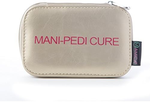 Miamica Trendy Metallic Gold and Hot Pink 5 Piece Mani-Pedi Manicure Kit Mani-Pedi Cure Case Travel Organizer by MIAMICA
