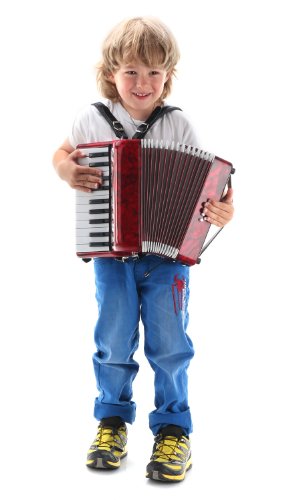 Classic Cantabile Secondo Junior 8 Bass Accordion 22 Treble Keys Eight Bass Keys with Strap and Gig Bag Red - Thumbnail 2