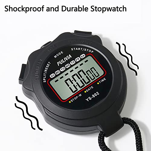 PULIVIA Sports Stopwatch Timer Single Lap Split Digital Stopwatch for