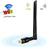 USB Wifi Adapter 1200Mbps,Lesvieo USB 3.0 Wifi Dongle with 5dBi Antenna Dual Band (5G/866Mbps + 2.4G/300Mbps)802.11ac Wireless Network Adapter for Desktop/PC support windows 10/8.1/8/7/XP/Vista,MacOS