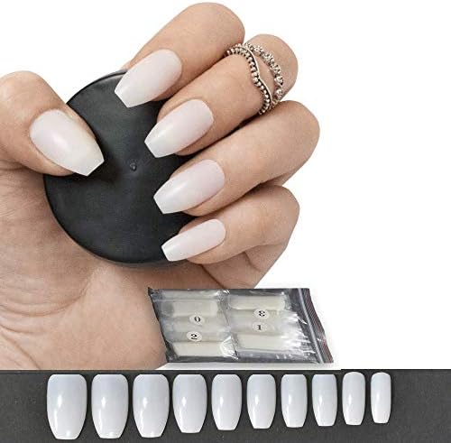 Nasmodo® Natural and Transparent Professional/Personal Reusable French Long Acrylic False Fake Nails for Decoration (NATURAL-600pcs)