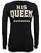 eshion The King And His Queen Grey Couple T-Shirt Round Neck Loose Couple Shirt, XL(US 8-10), Black (His Queen)