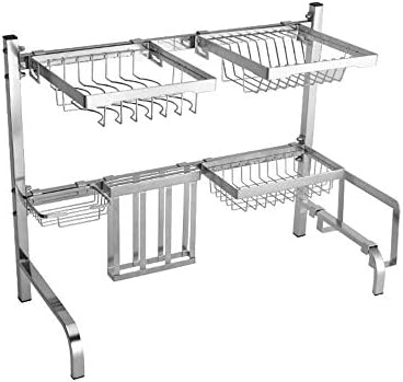 LERDBT Dish Drainers Over Sink Dish Drying Rack, Drainer Shelf For Kitchen Supplies Storage Counter Organizer Utensils Holder Display- Kitchen Space Save Must Have Multifunction Organizer For Kitchen