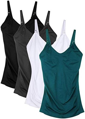 Seamless Padded Nursing Tank Tops for Women Breastfeeding Maternity Camisole Bras Pack of 4
