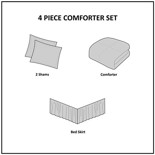 Harbor House 4-Piece Maya Bay Cotton Embroidered Oversized Comforter Set, Queen, White