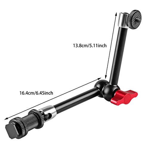 Dazzne 11 inch Adjustable Aluminum Alloy Articulating Friction Magic Arm & Large Super Clamp for DSLR Camera Rig, LED Lights, Flash Light, LCD Monitor (11 inch)