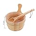 Wooden Sauna Bucket with Ladle and Sauna Hat- Handmade 4 Liter (1 Gallon) Wooden Sauna Bucket with Wooden Ladle and Free Size Wool Sauna Hat