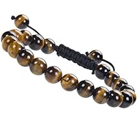 Massive Beads Natural Gemstone Bracelet Yoga Beaded Bracelet for Couples Gifts (Tiger Eye)