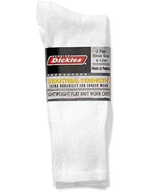 3 Pair Men's Industrial Strength Flatknit Crew Work Socks - All Colors 6-12