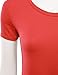 J.TOMSON Womens Basic Short Sleeve Crewneck & V-Neck Long Shirt CORAL XL