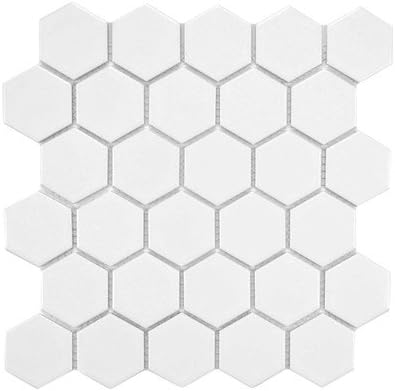 Retro 2" x 2" Porcelain Glazed Mosaic in Matte White (Set of 10)