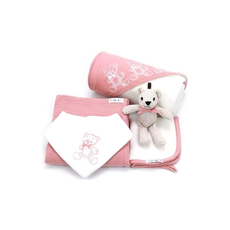 Newborn Baby Gift Basket Set – Shower Gift for Girls. 5 Piece Set. Large Hooded Baby Towel, Washcloth, Cotton Swaddle… Newborn Baby Gift Basket Set – Shower Gift for Girls. 5 Piece Set. Large Hooded Baby Towel, Washcloth, Cotton Swaddle…