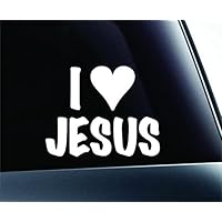 ExpressDecor I Love Jesus Bible Christian Heart Symbol Decal Funny Car Truck Sticker Window (White)