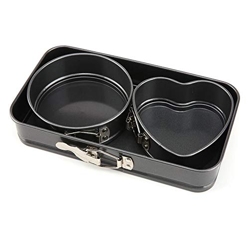 3pcs Set of Square Round Heart-shaped Mini Cake Molds, Teflon Non-stick Layer, Baking Mould, Carbon Steel Baking Pan, Kitchen Tools, Big Red