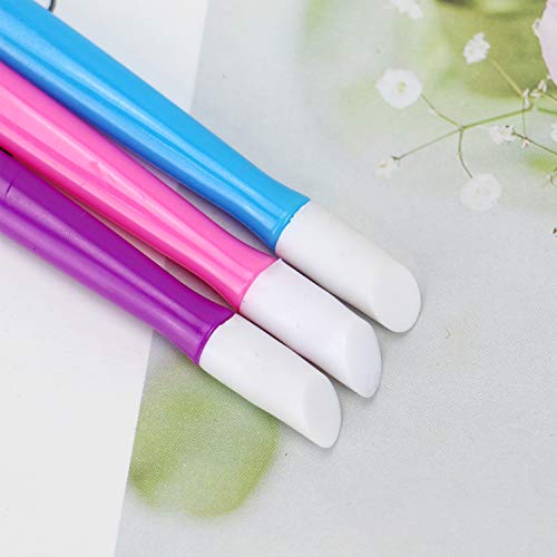 Buorsa 24 Pcs Rubber Tipped Plastic Handle Nail Cuticle Pusher Nail File Pusher Cleaner