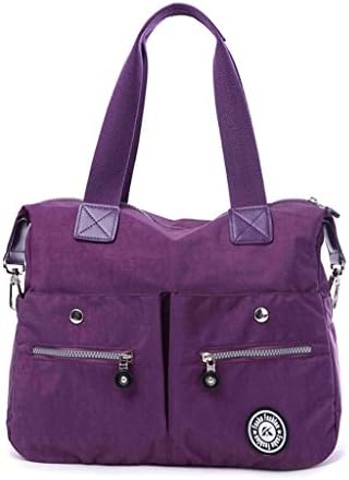 Kecartu Women's Water-resistant Nylon Shoulder Bag Lightweight Crossbody Handbag School Travel Work Totes-Purple