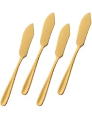 Stainless Steel 18/10 Cheese Desert Knives, Set of 4, Baikai Gold Breakfast Butter Knife, Slicer Sandwich Spreader (Gold) â€¦