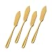 Baikai Stainless Steel 18/10 Cheese Desert Knives, Set of 4, Gold Breakfast Butter Knife, Slicer Sandwich Spreader
