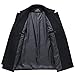 HXW.GJQ Men's Classic Wool Blend Double Breasted Long Pea Coat (Black, Small)