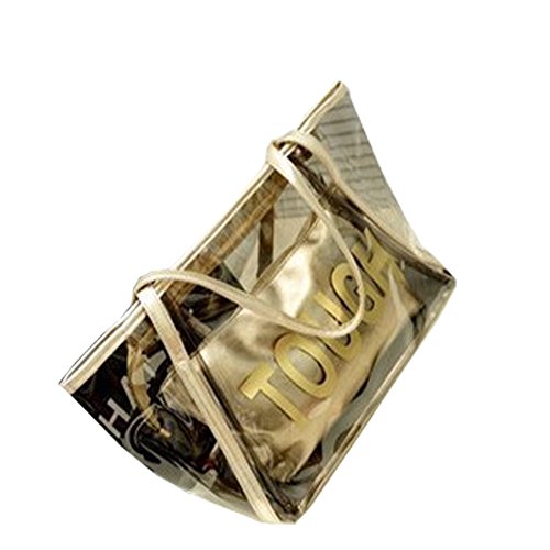 Top Shop Womens Casual Tough Tote Transparent Beach Handbag Shoulder Bags Gold Satchels Two-pieces