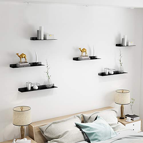 image for Ihomepark Wall Mounted Floating Metal Shelves Ledge, Heavy Duty Iron D