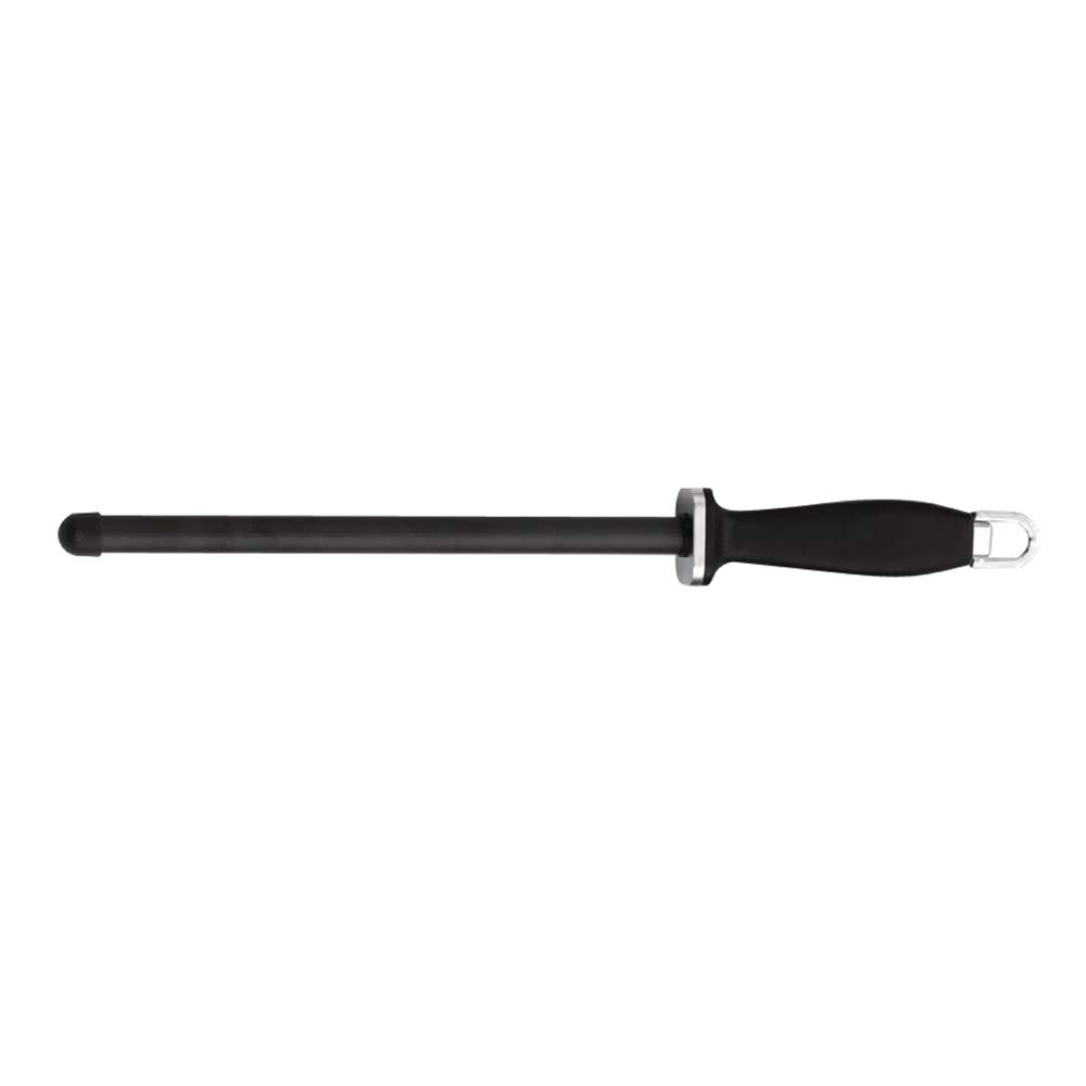 Rockingham Forge CS-16265C Straight Black Ceramic Sharpening Rod with End Cap and Plastic Handle, 25cm, 10” Steel