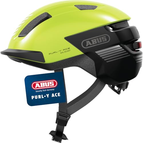 ABUS Fahrradhelm Purl-Y ACE mit LED-Licht – geeignet Fahrten auf E-Bike und S-Pedelec – Trendiger NTA-Schutzhelm für Erwachsene und Jugendliche – Gelb