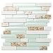 TST Aqua Marine Glass White Stone Tile Seashell Mother of Pearl Inlay Beach Style House Accent Wall Backsplash Art Decor Mosaic Tile TSTMGT085 (1 Sample 4x12 Inches)