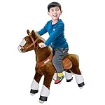 PonyCycle-Official-Ride-On-Horse-No-Battery-No-Electricity-Mechanical-Pony-Brown-with-White-Hoof-Giddy-up-Pony-Plush-Walking-Animal-for-Age-4-9-Years-Medium-Size-N4151