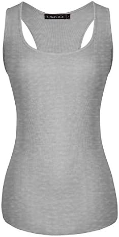 Urban CoCo Women's Basic Stretch Ribbed Tank Tops (XL, light grey)