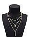 Zealmer Women Layered Disc Necklace Metal Chain Pendant Bar Necklace Gold Color