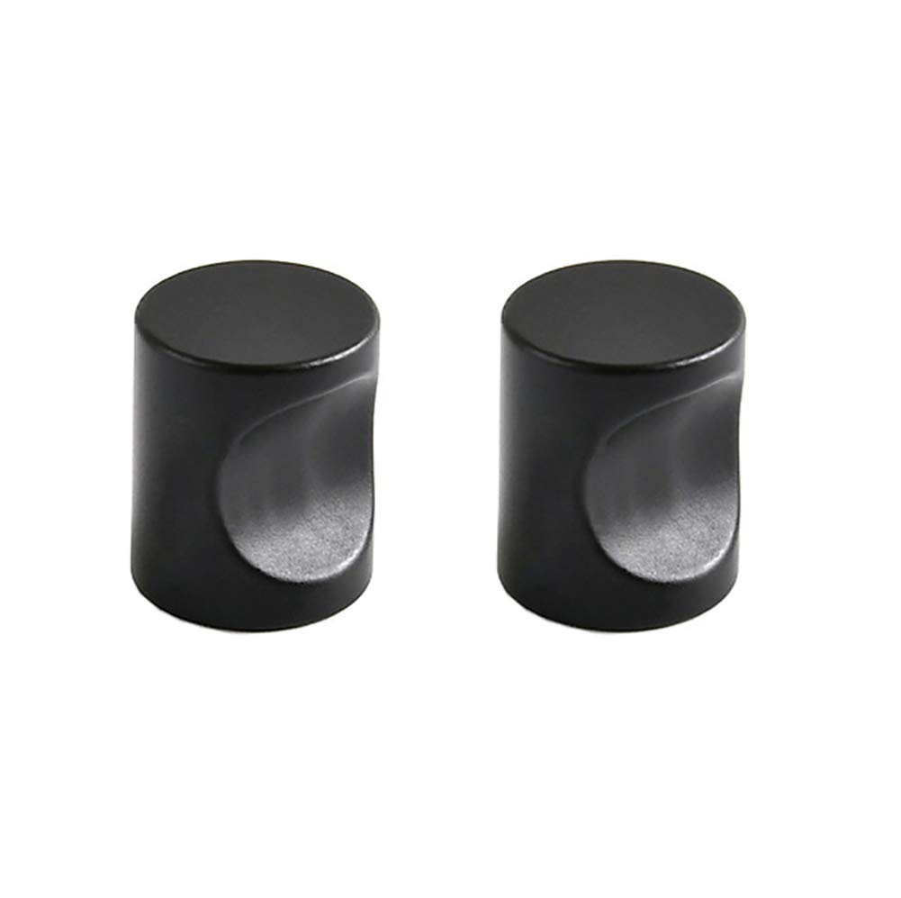 ANSIEDIO 2pcs Black Handles Knobs Round Cabinet Knobs Aluminum Drawer Knobs Single Hole Furniture Door Knobs — image 1