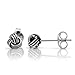 Chuvora 925 Oxidized Sterling Silver Tiny Love Knot 5 mm Post Stud Earrings for Women