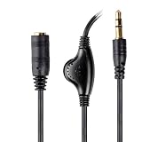 Conwork 2-Pack 3.5mm Male to Female Audio Extension Cable Stereo Headphone Cord with Volume Control 3Feet(Black)