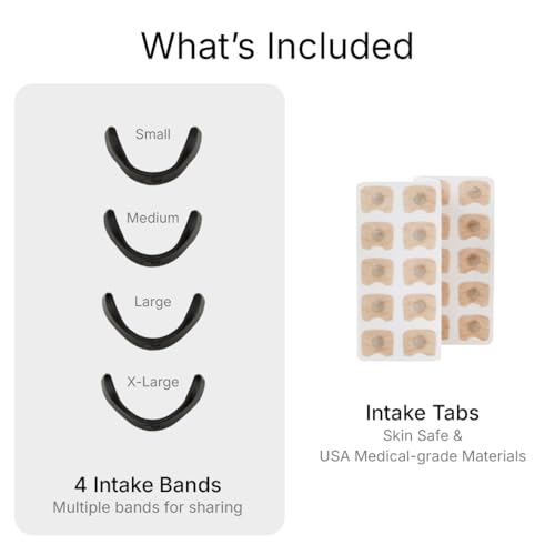Intake Breathing — Magnetic Nasal Strips Starter Kit | Reusable Band + Tabs | Nasal Strips for Sleep, Snoring, Breathing & Sports | Stronger Lift Than Traditional Nose Strips | 4 Sizes, 30 Tabs, Black