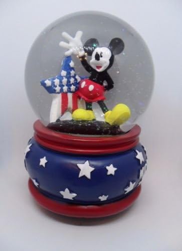Disney Mickey Mouse Patriotic Musical Red White and Blue Wind Up Waterglobe - Plays Yankee Doodle Dandee