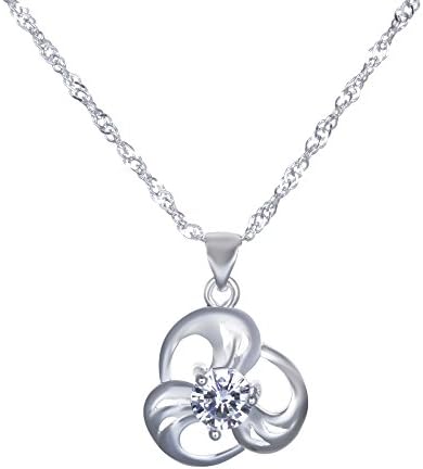 LLNF Wedding Necklace Rhinestone Hollow Swarovski Crystal Elements Sterling Silver Carved Chain Necklace For Women (Flowers)
