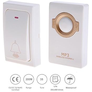 Whitelotous Electric MP3 Music Doorbell Chime Wireless