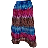 Mogul Interior Women's Cotton Skirt Maxi Long Tie Dye Elastic Waist S/M