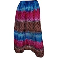 Mogul Interior Women's Cotton Skirt Maxi Long Tie Dye Elastic Waist S/M