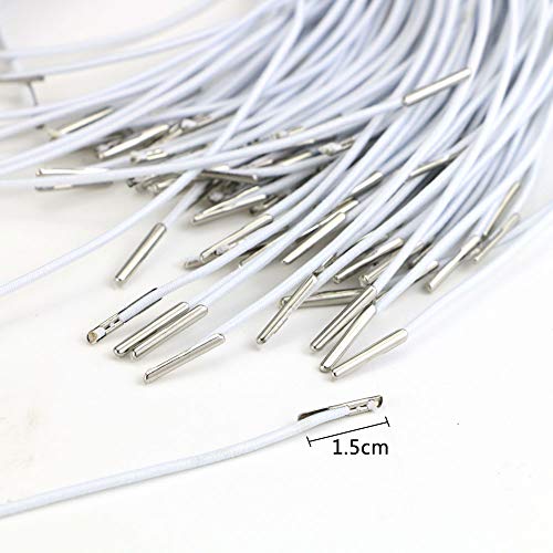 DLOnline 100Pcs 2mm Elastic Barbed Cord Stretch Round String with Silver Dual Metal Barbs for Mask Making, Binding, Hanging（30cm，White） - Thumbnail 5