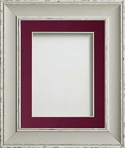 Frame Company Brooke Moonstone Grey Photo Frame, Plum Mount, A4 for 9x6 inch, fitted with perspex