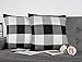 4TH Emotion Set of 2 Farmhouse Buffalo Check Plaid Throw Pillow Covers Cushion Case Polyester Linen for Fall Home Decor Black and White, 16 x 16 Inches
