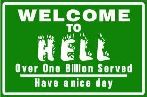 Amazon Com Welcome To Hell Halloween Fun Devil Evil Sign Home Kitchen