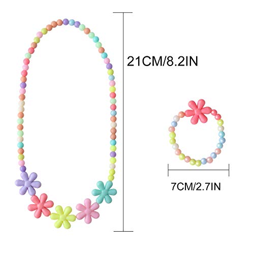 7Queen Princess Pretend Play Necklace Bracelet Set Kit Kids Play Jewelry Little Girls Costume Necklaces Toddler Dress up Jewelry 3 Sets Xmas Gift