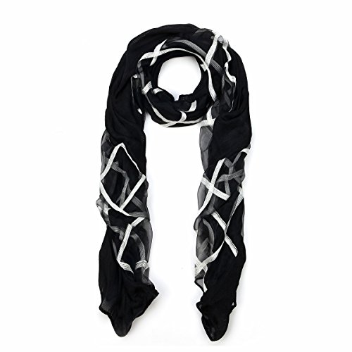 Premium 2-Layer Viscose Plaid Scarf, Black