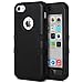ULAK iPhone 5C Case, iPhone 5C Case Black, Shockproof Soft Silicone Rubber Hard Plastic Hybrid Heavy Duty Protection Kidproof High Impact Case Cover for Apple iPhone 5C -Black
